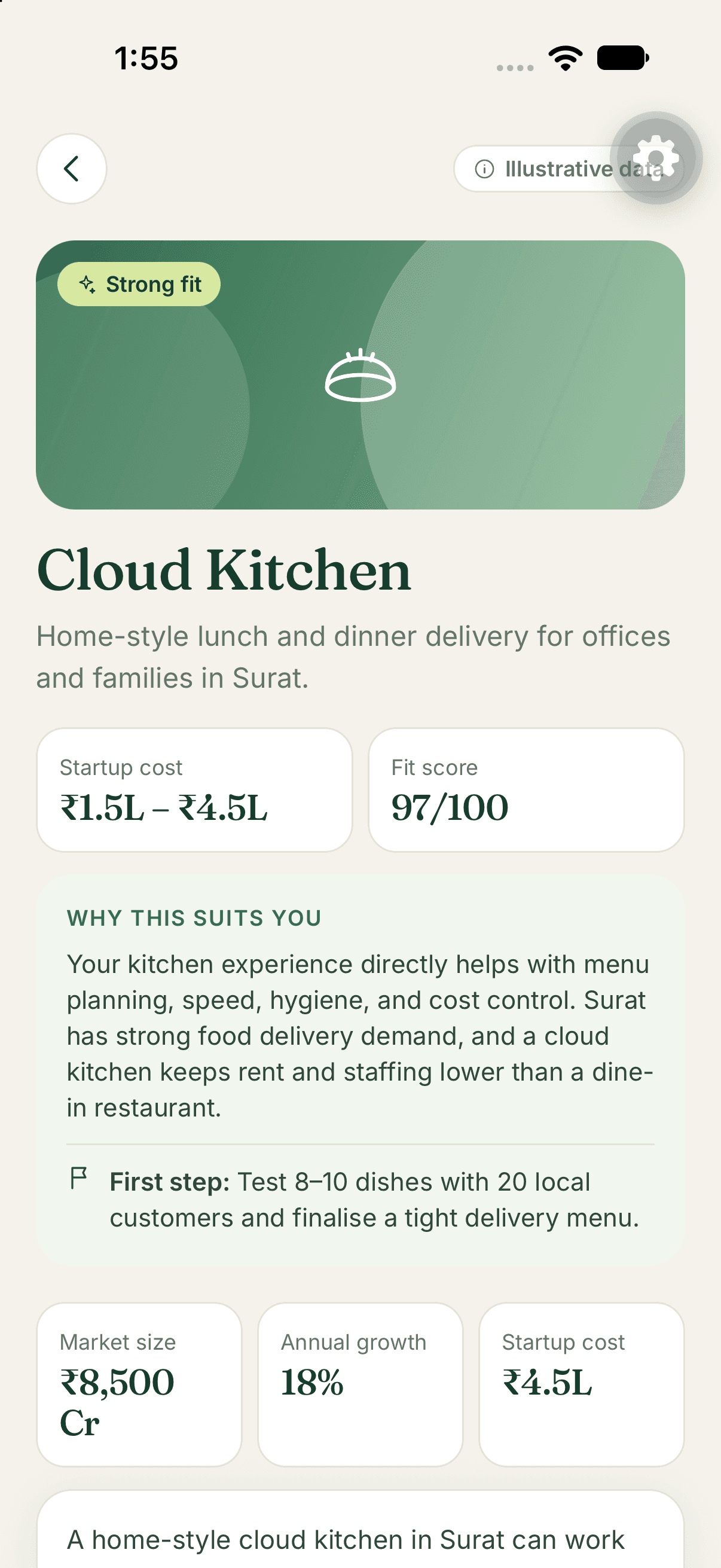 A full business report with verdict and key numbers